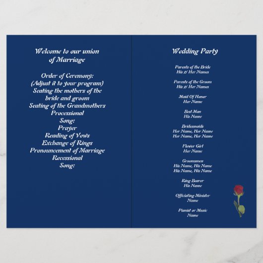 花嫁と花婿の日没の折り畳みプログラムフライヤー