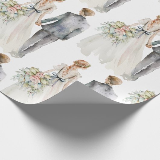 花嫁と花婿の水の色結婚の設定 ラッピングペーパー (角)