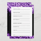 花嫁と花婿の紫色のライトの願い アドバイスカード (正面/裏面)