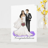 花嫁と花婿の結婚おめでとうございます カード (黄色い花)