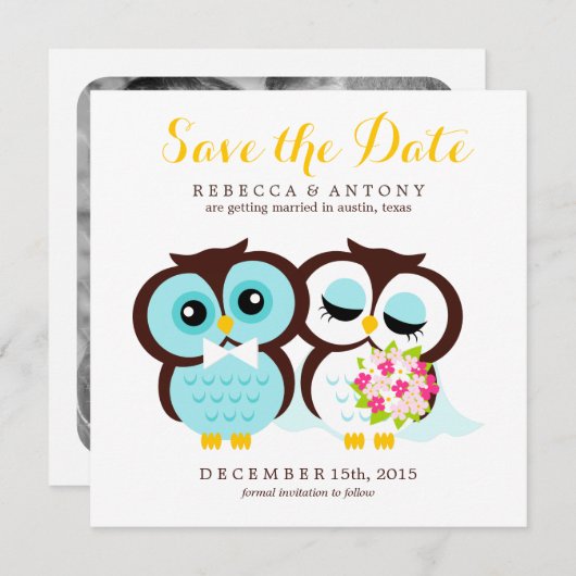 花嫁と花婿の結婚式の日付を保存 セーブザデート (正面/裏面)