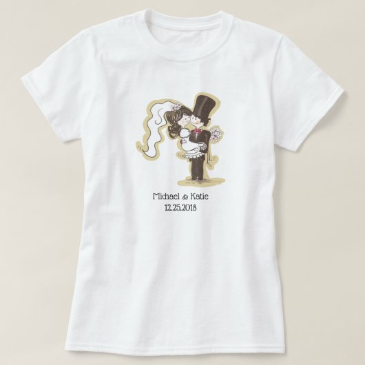 花嫁と花婿の結婚Tシャツ Tシャツ (デザイン正面)