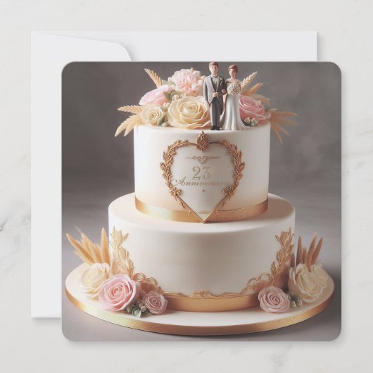 花嫁と花婿の美しいアニバーサリーケーキ (正面)