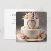 花嫁と花婿の美しいアニバーサリーケーキ (正面/裏面)