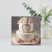 花嫁と花婿の美しいアニバーサリーケーキ (スタンド正面)