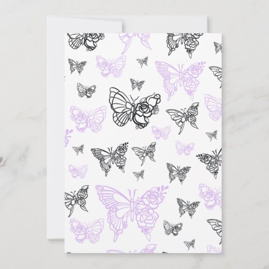 花嫁と花婿の蝶のためのモダンアドバイス 招待状 (裏面)