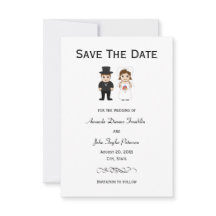 花嫁と花婿の黒ストライプ - 3x5 Save the Date