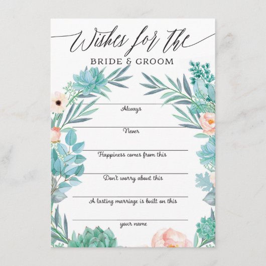 花嫁と花婿へのアドバイスの願い エンクロージャーカード (正面)