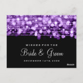 花嫁と花婿への願い紫の輝くパーティー ポストカード (裏面)