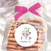 花嫁と花婿イニシャルワイルドフラワーポシモノグラム ラウンドシール