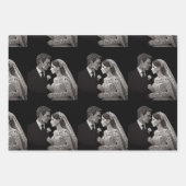 花嫁と花婿デリケートな白オンブラック ラッピングペーパーシート (正面)