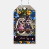 花嫁と花婿フクロウ – ありがとう ギフトタグ (正面)