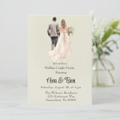 花嫁と花婿ライトグリーン結婚のカップルのシャワー 招待状 (スタンド正面)