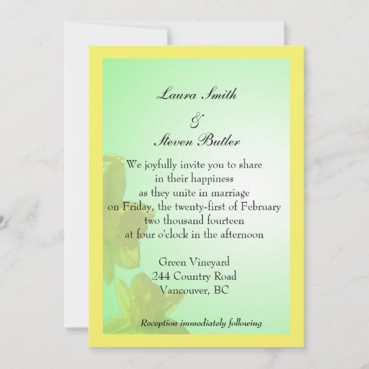 花嫁と花婿結婚式招待状、チューリップ花 招待状 (正面)