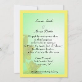 花嫁と花婿結婚式招待状、チューリップ花 招待状