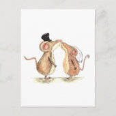 花嫁と花婿 - キスするねずみ - 結婚式のプレゼント ポストカード (正面)