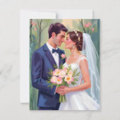 花嫁と花婿 | 結婚式 新婚夫婦 水彩カード (正面)