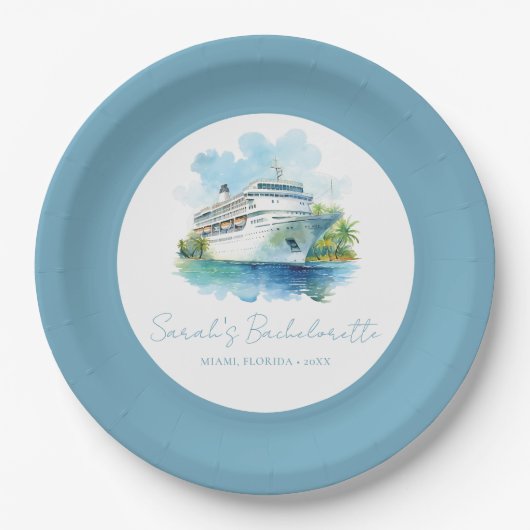 花嫁と行くクルーズ船のパーソナライズされたアイテム ペーパープレート (正面)