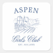 花嫁と行くスキー後のパーティー 週末のひととき スクエアシール (正面)