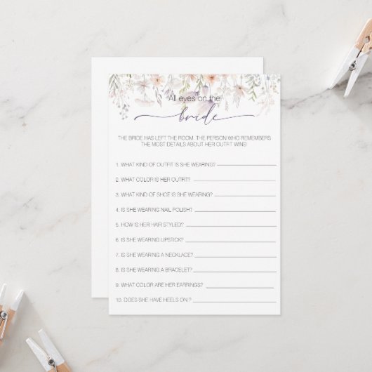 花嫁にすべての視線を　ブライダルシャワーゲーム 招待状 (正面/裏面インサイチュ)