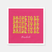 花嫁になるべく ゴールドグリッター テキスト 名前付き, ピンク スタンダードカクテルナプキン (正面)