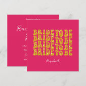 花嫁になるべく ゴールドグリッター テキスト 名前付き、ピンク 招待状 (正面/裏面)