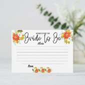 花嫁になるアドバイスカードブライダルシャワーゲーム 招待状 (スタンド正面)