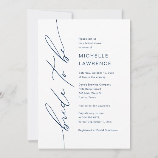 花嫁になるブライダルシャワーディナーパーティー 招待状 (正面)