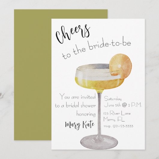 花嫁になる人へ乾杯 招待状 (正面/裏面)