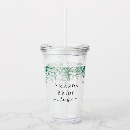 花嫁になる人 ユーカリのグリーン シダ 森 アクリルタンブラー (正面)