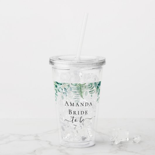 花嫁になる人 ユーカリのグリーン シダ 森 アクリルタンブラー (アイス裏面)