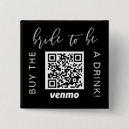 花嫁になる人  QRコードで飲み物を買って Venmo ブラック 缶バッジ