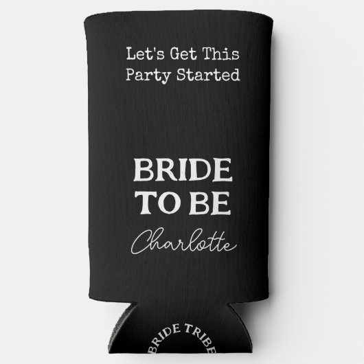 花嫁になる前のパーティー 黒と白 スリム缶クーラー (正面)