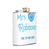 花嫁になる〇〇さん（名前）日付 青いハートの水彩画 フラスク (右)