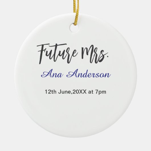 花嫁になる〇〇さん 紫灰色の名前です セラミックオーナメント (正面)