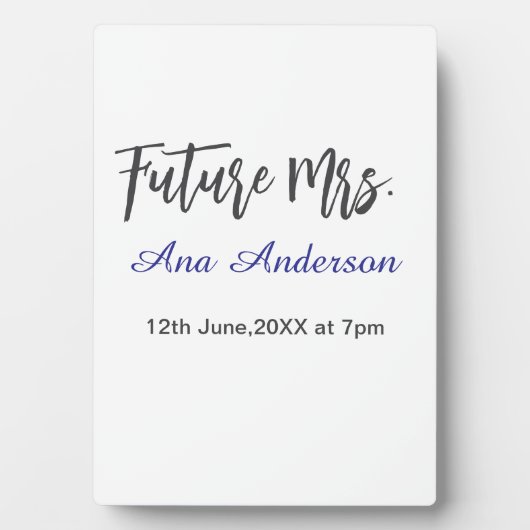 花嫁になる〇〇さん 紫灰色 ネーム入り フォトプラーク (正面)