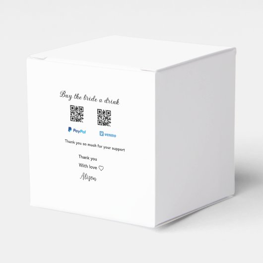 花嫁にドリンクをプレゼント QRコード Venmo PayPal フェイバーボックス (正面サイド)