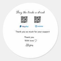 花嫁にドリンクをプレゼント QRコード Venmo PayPal