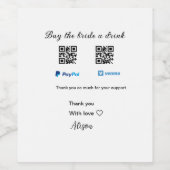 花嫁にドリンクをプレゼント QRコード Venmo PayPal ワインラベル (シングルラベル)