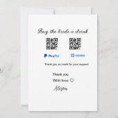 花嫁にドリンクをプレゼント QRコード Venmo PayPal 招待状 (裏面)