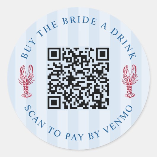 花嫁にドリンクを買ってあげて！QRコード バチェロレッテパーティー ラウンドシール (正面)