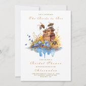 花嫁に水色の青い花模様シャワー 招待状 (正面)