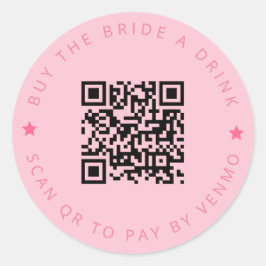 花嫁に飲み物を買ってあげて　ピンクのＱＲコード ラウンドシール