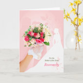 花嫁のお母さんピンクのお祝い カード (黄色い花)
