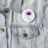 花嫁のお母さん、ゴージャスな紫の花 缶バッジ (インサイチュ)