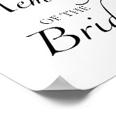 花嫁のお気に入りのサインの白黒 ポスター (角)