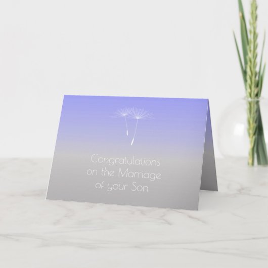 花嫁のお祝いのラベンダーの灰色親 カード (正面)