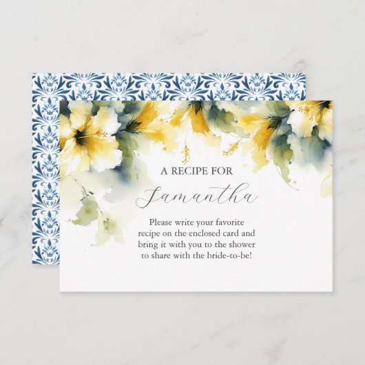 花嫁のためのイエローフローラハイビスカスレシピ エンクロージャーカード (正面/裏面)