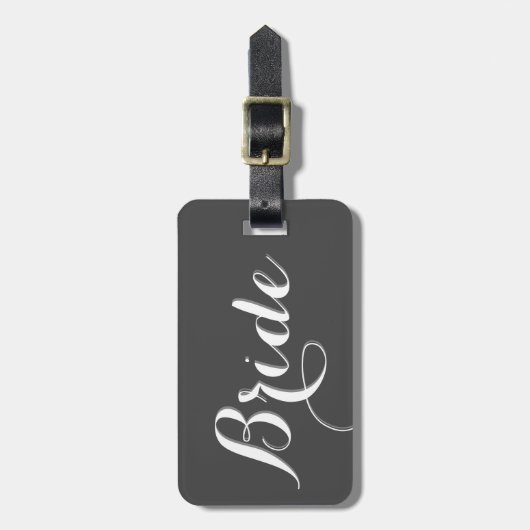 花嫁のためのエレガントな原稿のタイポグラフィの荷物のラベル ラゲッジタグ (正面縦)