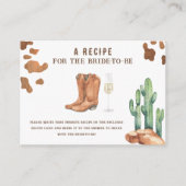 花嫁のためのカウボーイブライダルシャワーレシピ エンクロージャーカード (正面)